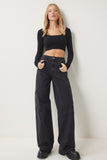 Siyah Geniş Paça Kargo Jean FN03184