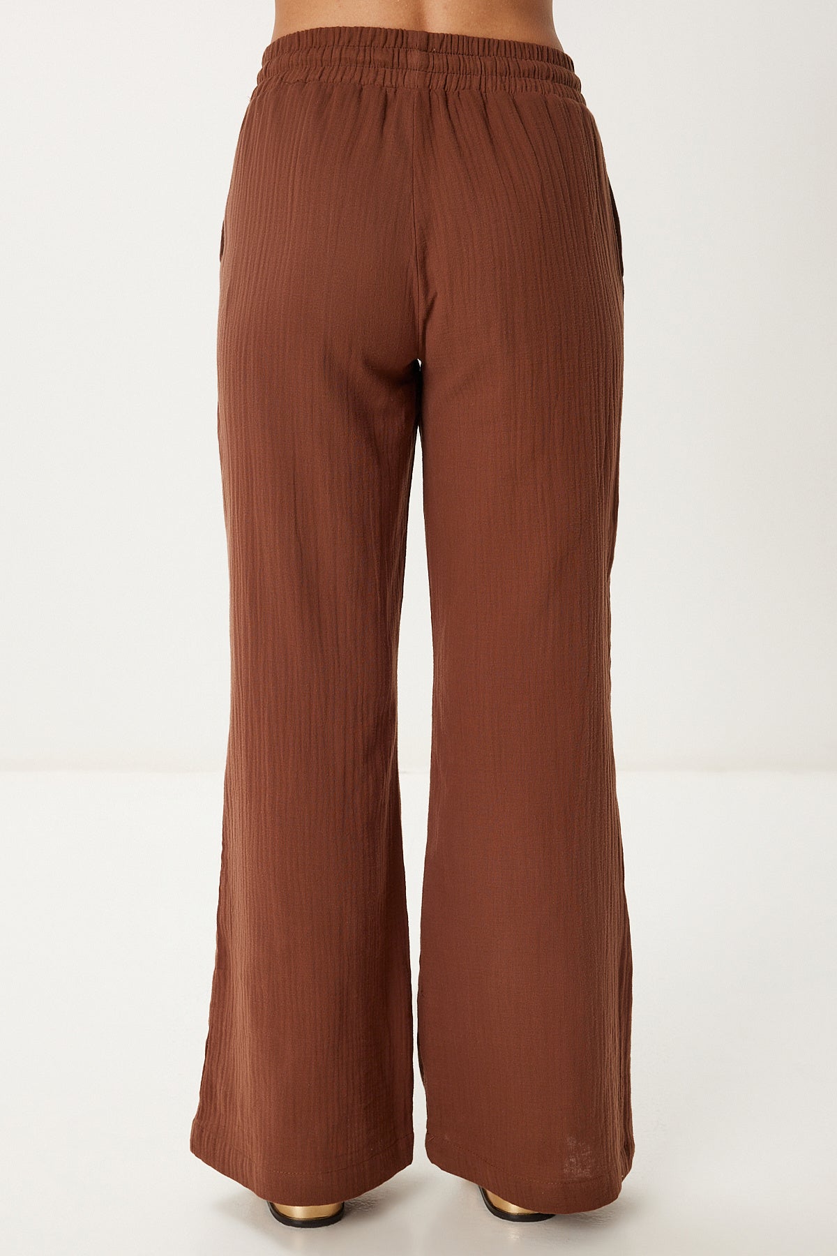 Kahverengi Müslin Bluz Pantolon Takım  FN03473