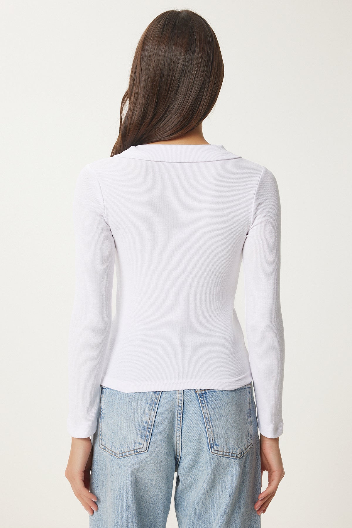 Lila Beyaz 2'li Polo Yaka Fitilli Örme Bluz GT00232