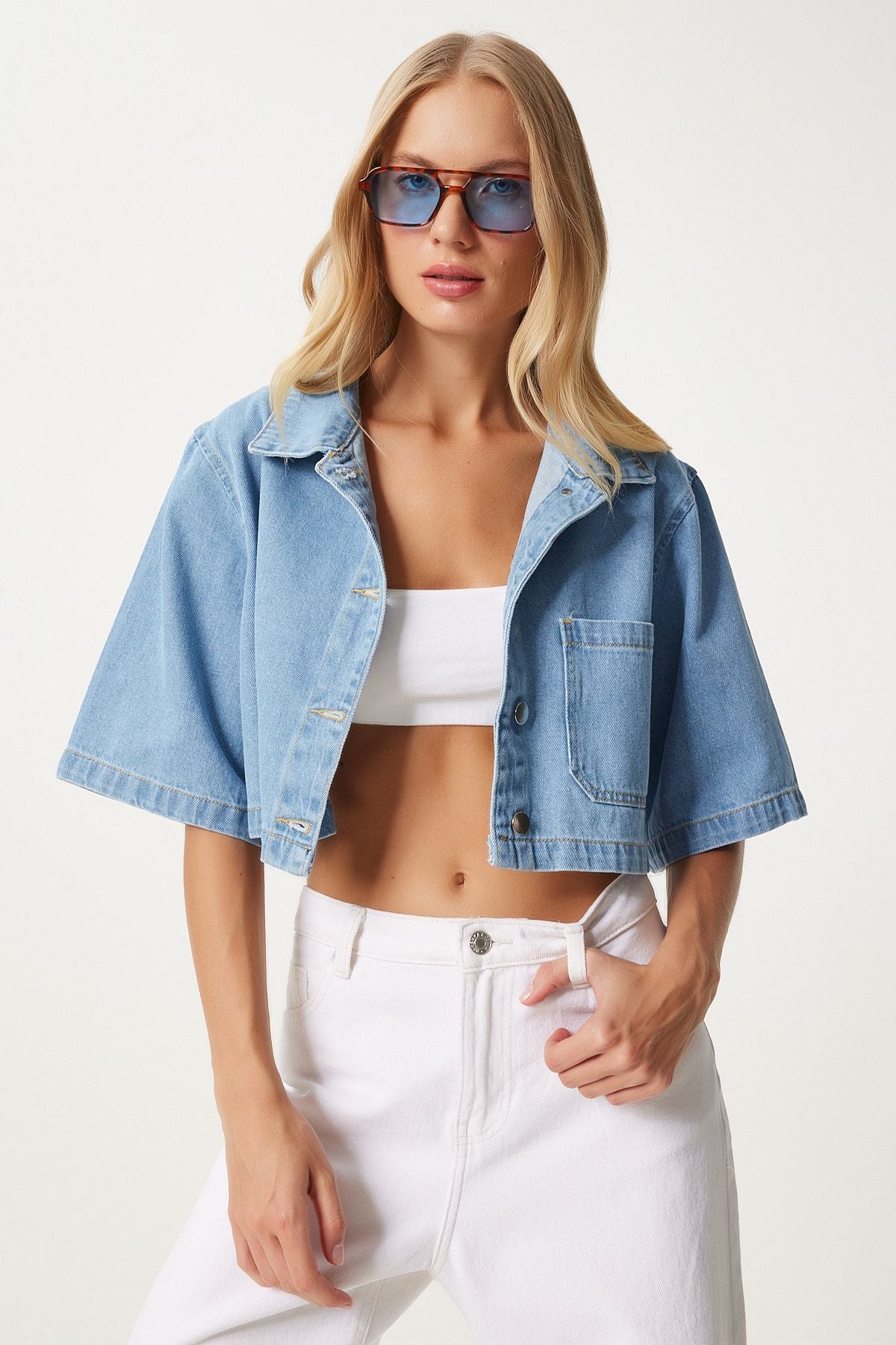 Mavi Cepli Crop Denim Ceket WF00083