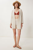 Taş Keten Kimono Şort Takım WF00105