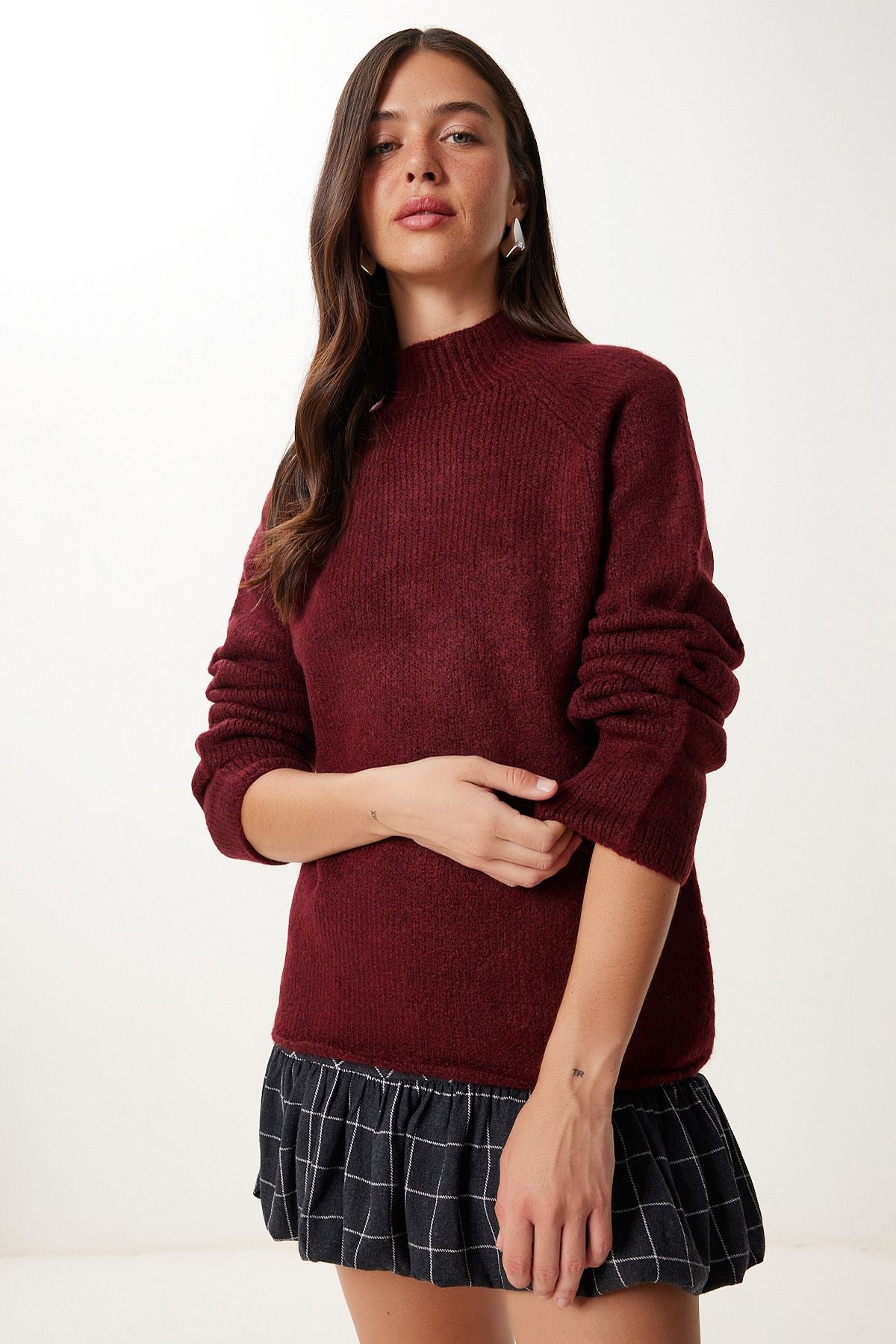 Bordo Basic Oversize Triko Kazak MX00237