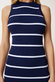 Lacivert Çizgili Yazlık Triko Bodycon Elbise NS00442