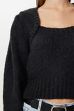 Siyah Bolero Görünümlü Crop Triko Kazak NV00084