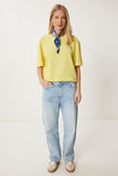 Sarı Yıkamalı Basic Örme T-Shirt AN00258