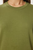 Yeşil Pamuklu Basic Örme T-Shirt AG00001