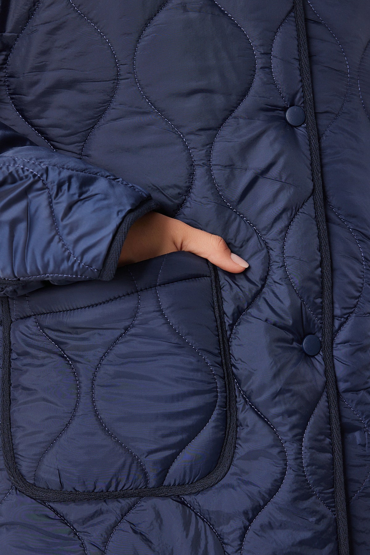 Lacivert Cepli Oversize Kapitone Mont DZ00098