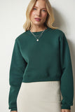 Zümrüt Yeşili Şardonlu Crop Sweatshirt UB00178