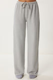 Gri Melanj Yumoş Bol Örme Pantolon UB00295