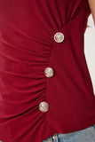 Bordo Drape Detaylı Düğmeli Sandy Bluz RX00057