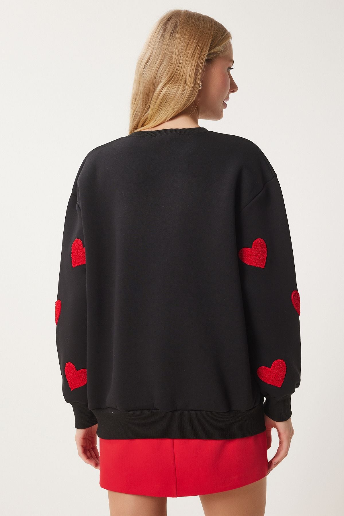 Siyah Kalpli Dokulu Şardonlu Örme Sweatshirt MP00030