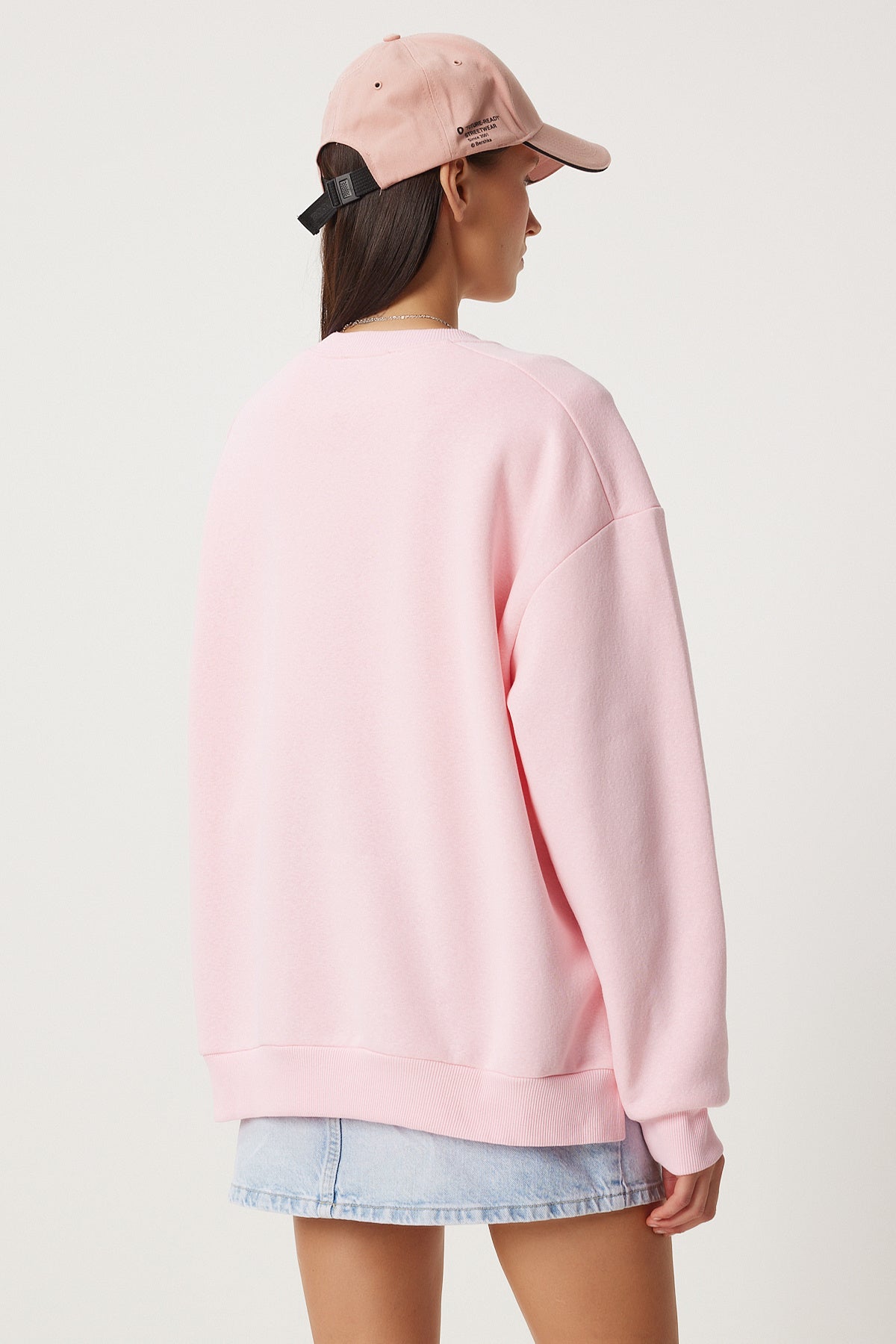 Pembe Fermuar Detaylı Şardonlu Örme Sweatshirt UB00148