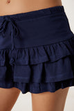 Lacivert Katlı Mini Örme Etek UB00393