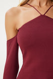 Bordo Çapraz İpli Triko Bluz  FN03340