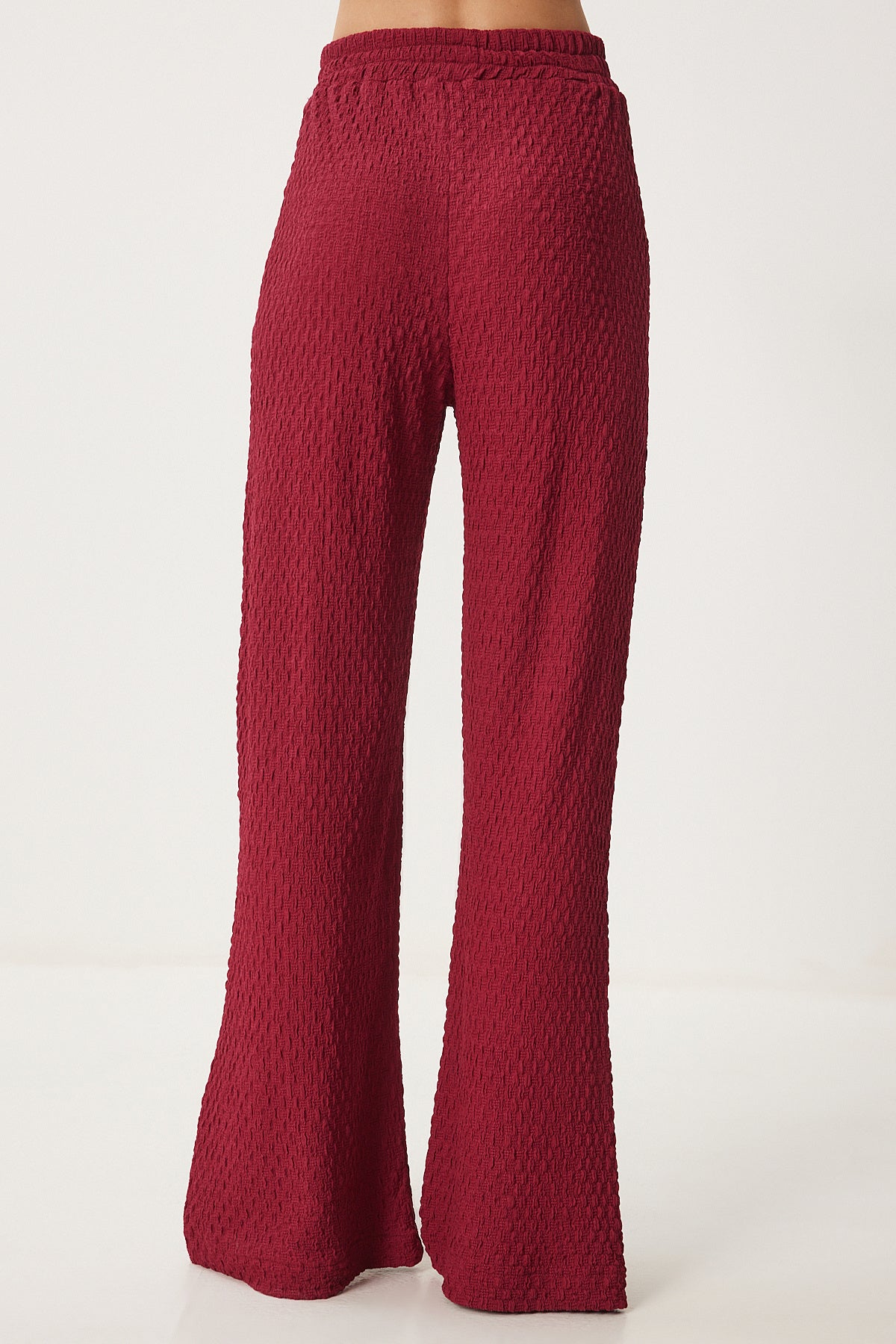 Bordo Dokulu Örme Kimono Pantolon Takım RG00046