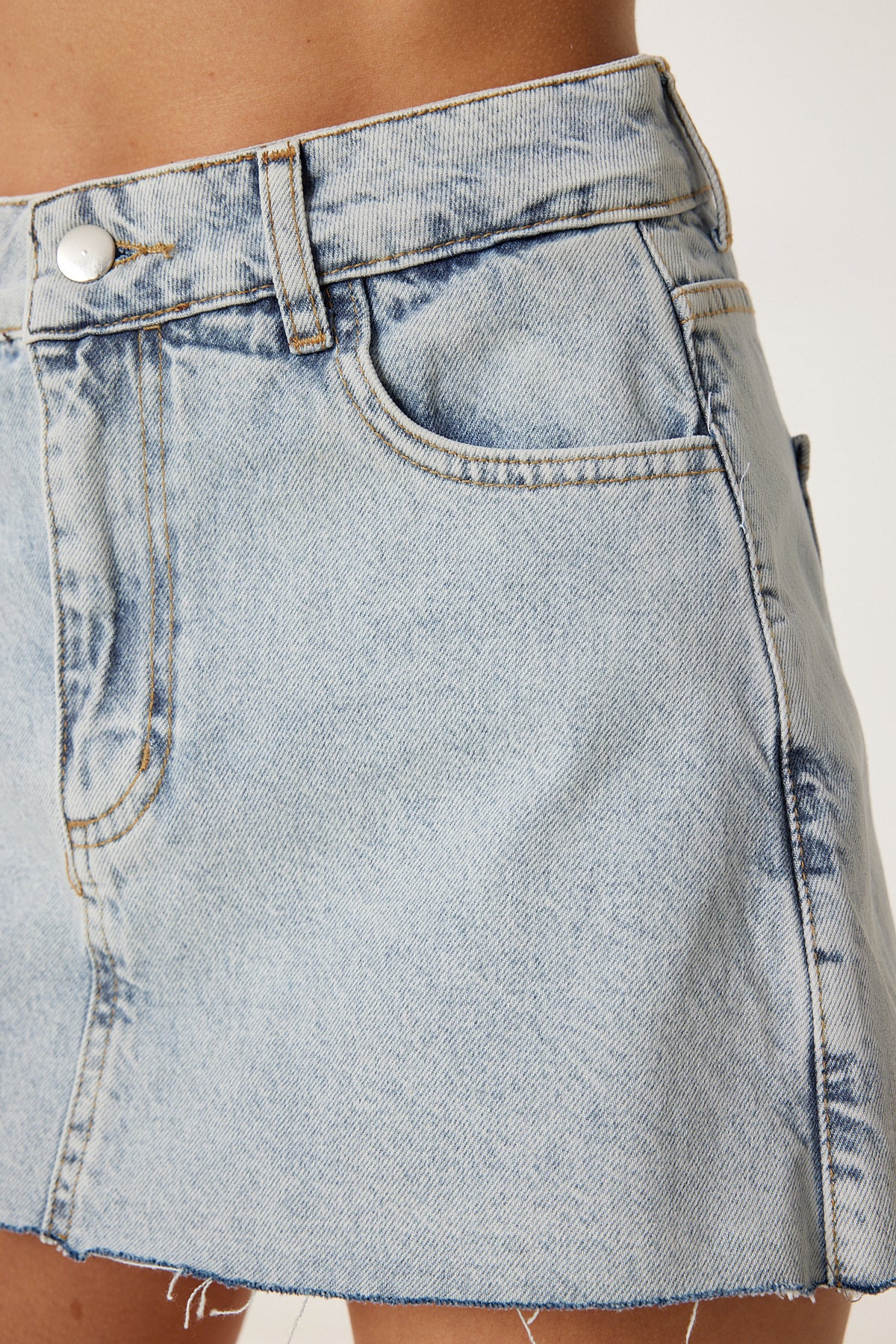 Açık Mavi Mini Denim Şort Etek RC00160