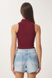 Bordo Fermuarlı Fitilli Crop Bluz KH00100