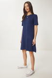 Lacivert Oversize Basic Triko Elbise UB00368