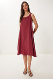 Bordo Kolsuz Basic Modal Elbise PB00050