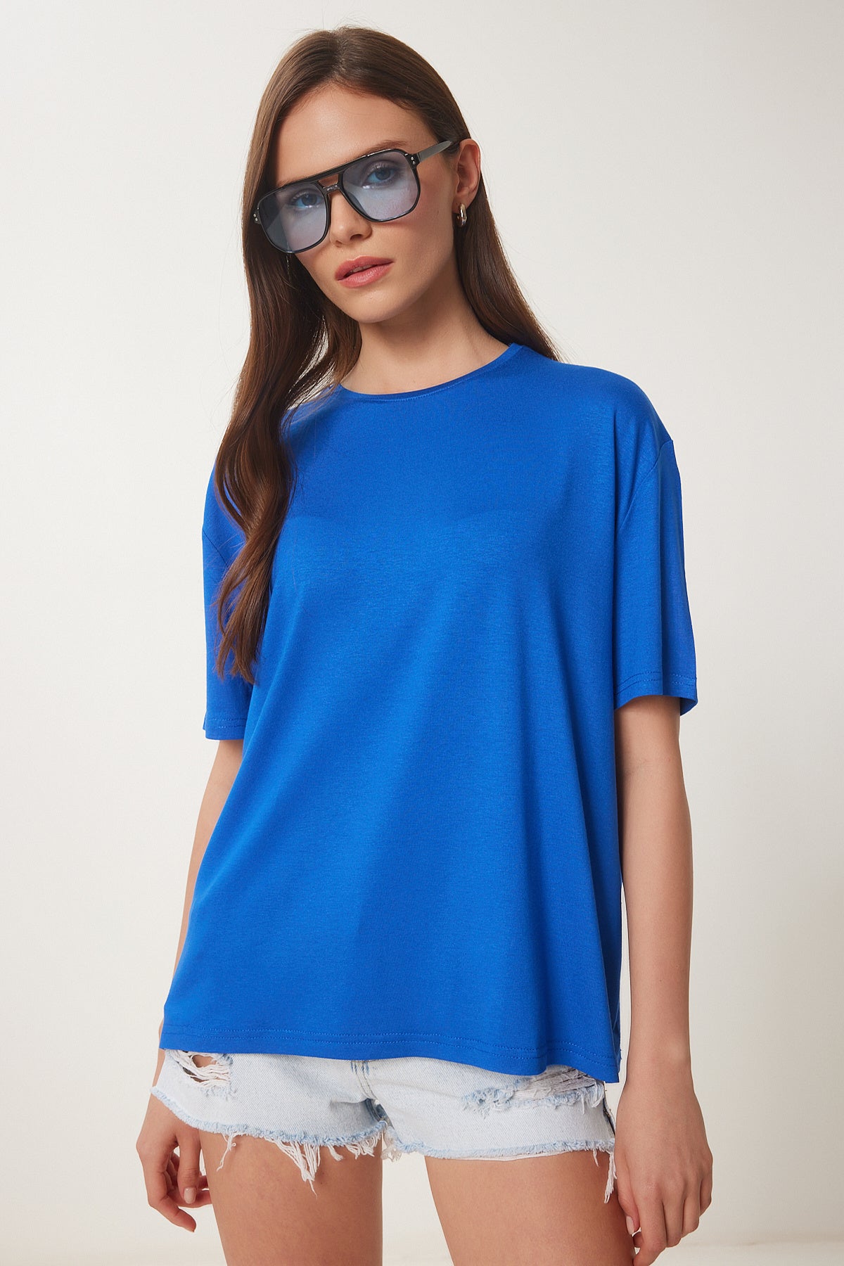 Koyu Mavi Basic Örme T-Shirt EN00642