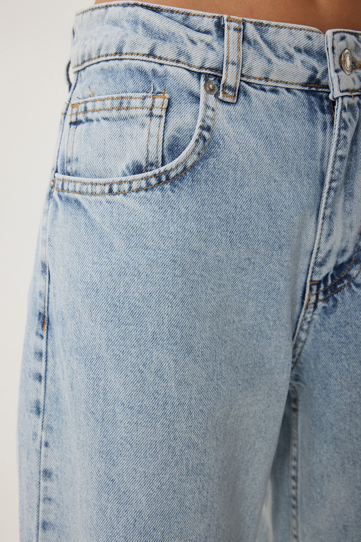 Buz Mavi Orta Bel Wide Leg Jeans RI00005