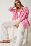 Açık Pembe Cepli Oversize Müslin Gömlek MX00150