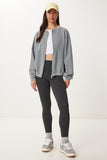 Gri Yıkamalı Oversize Örme Sweatshirt UB00409