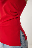 Kırmızı Büzgülü Straplez Örme Bluz UB00343