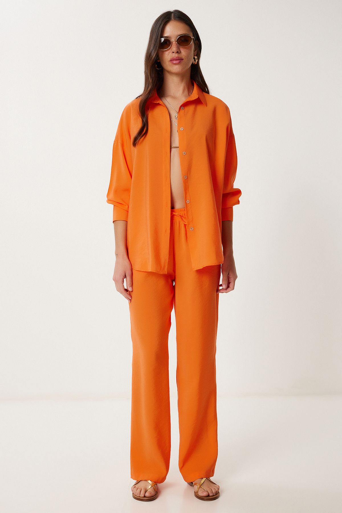 Oranj Oversize Ayrobin Gömlek Pantolon Takım WF00137