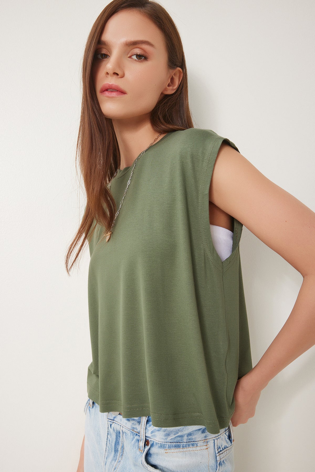 Haki Basic Örme T-Shirt EN00643