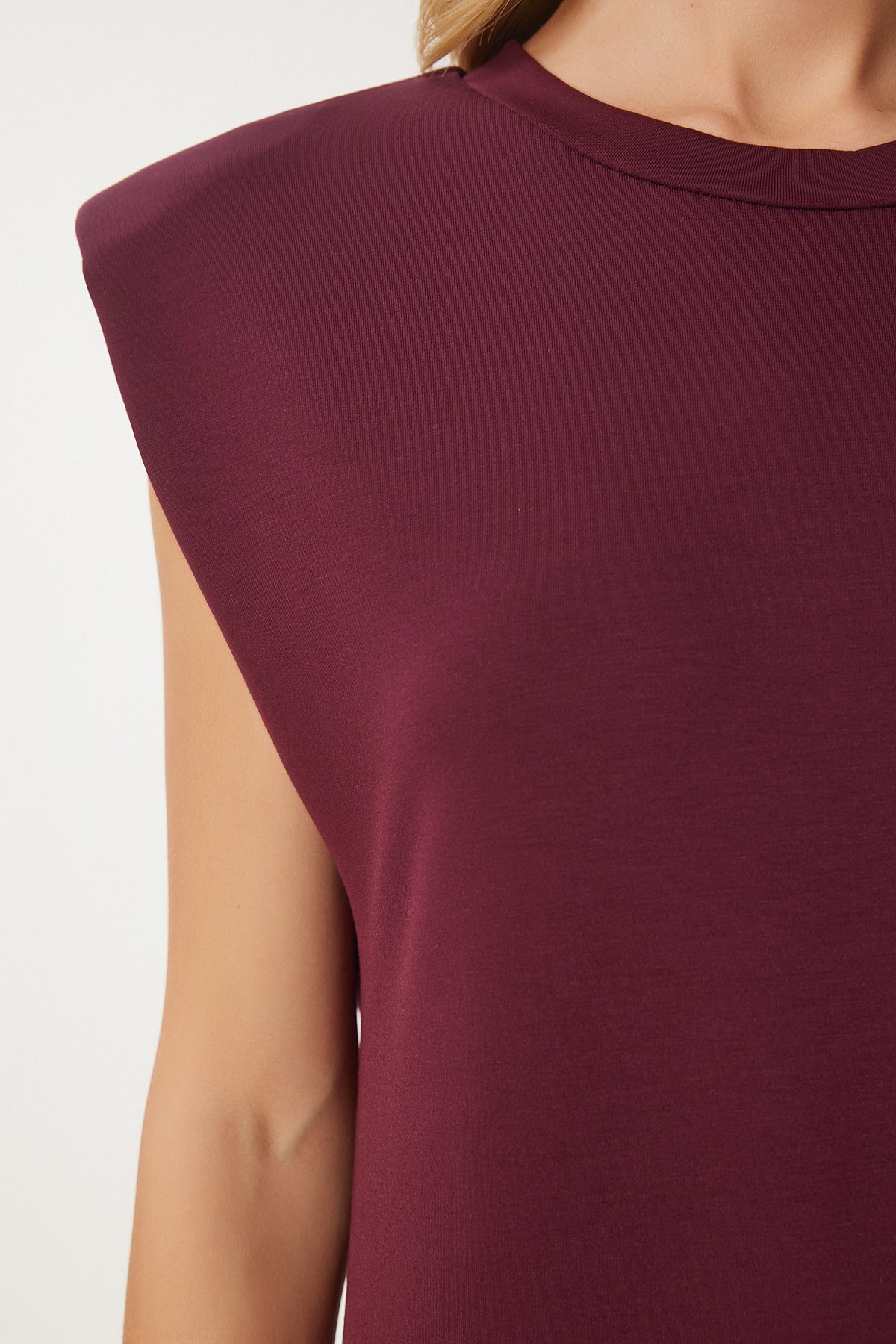 Bordo Vatkalı Basic Yazlık Modal Elbise EJ00002