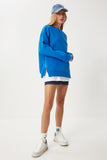 Koyu Mavi Fermuar Detaylı Şardonlu Örme Sweatshirt UB00148