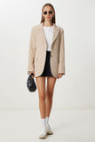 Koyu Krem Vatkalı Oversize Dokuma Ceket KT00028