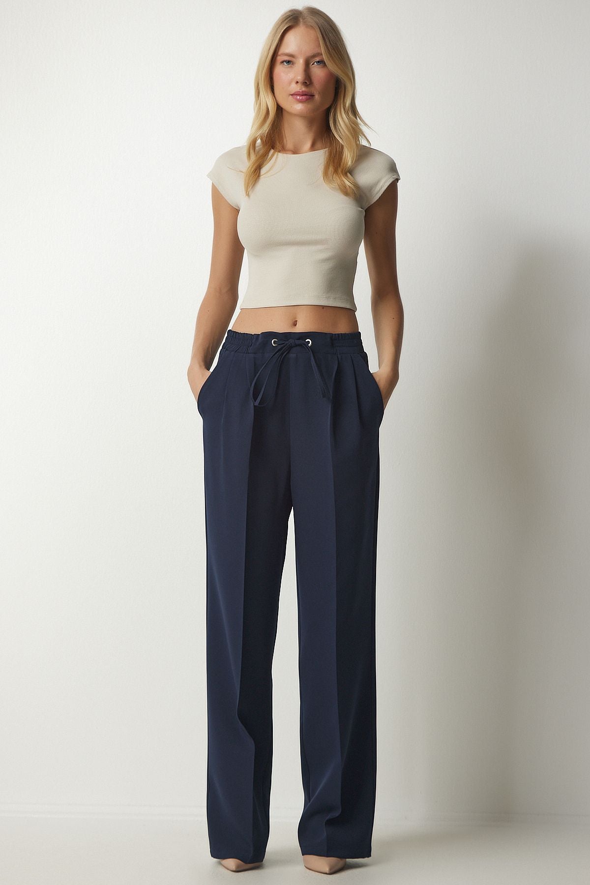Lacivert Pilili Eşofman Pantolon DW00003