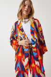 Oranj Desenli Kimono Palazzo Pantolon Takım EN00614