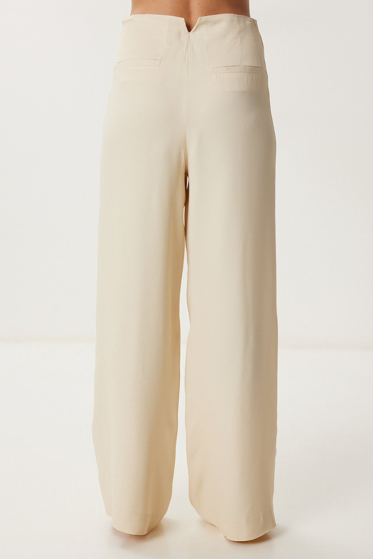Krem Dökümlü Yazlık Viskon Pantolon WF00159