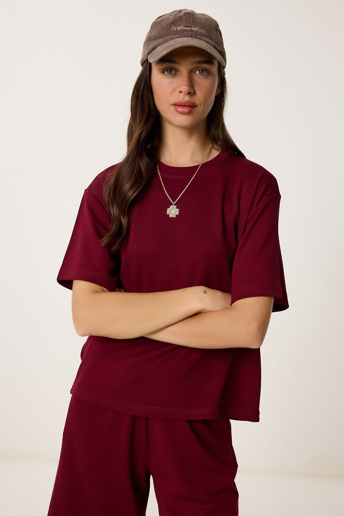 Bordo Bermuda Şort T-Shirt Takım BY00059