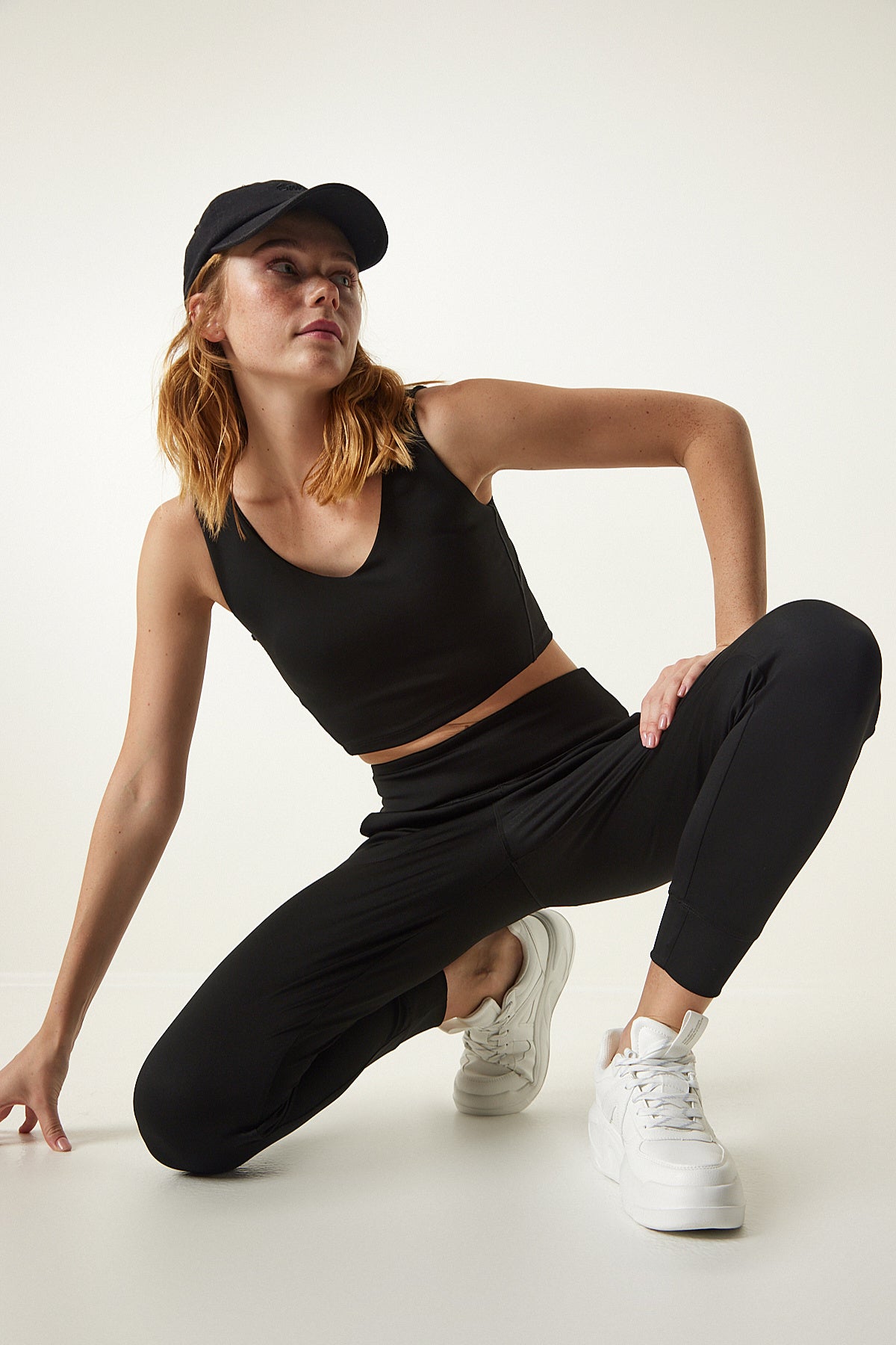 Siyah Cepli Örme Spor Tayt OW00022
