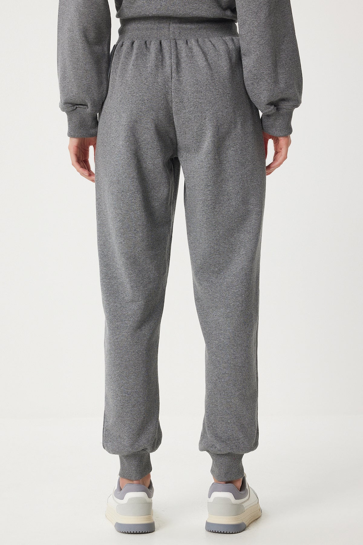Antrasit Kapüşonlu Sweatshirt Jogger Oversize Örme Eşofman Takımı PYS0027