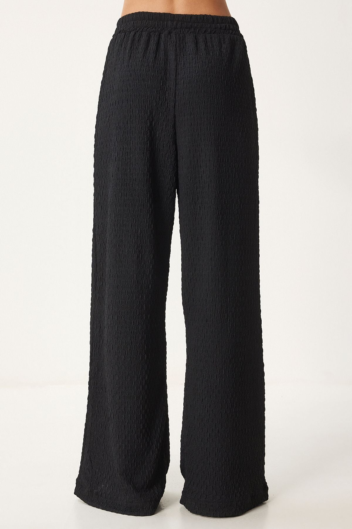 Siyah Dokulu Örme Kimono Pantolon Takım RG00046