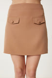 Camel Cep Detaylı Mini Dokuma Etek TP00062