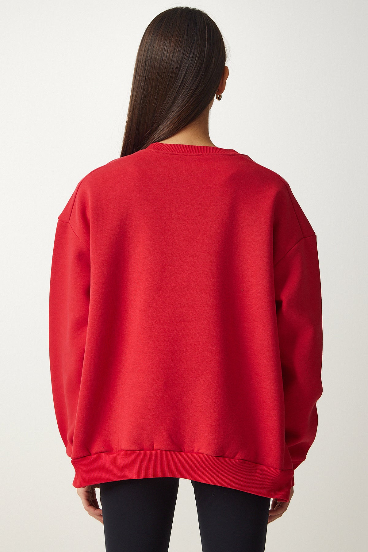 Kırmızı Fermuar Detaylı Şardonlu Örme Sweatshirt UB00148