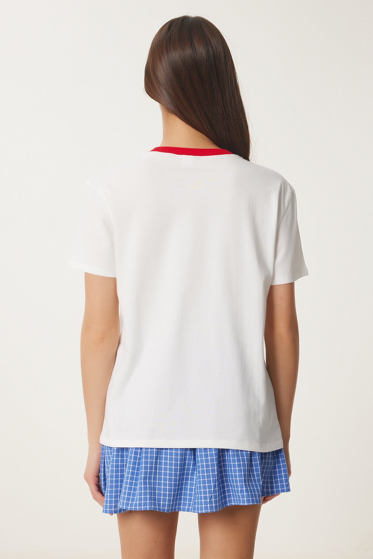 Ekru Baskılı Örme T-Shirt WO00052