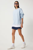 Gök Mavi Fermuar Detaylı Şardonlu Örme Sweatshirt UB00148