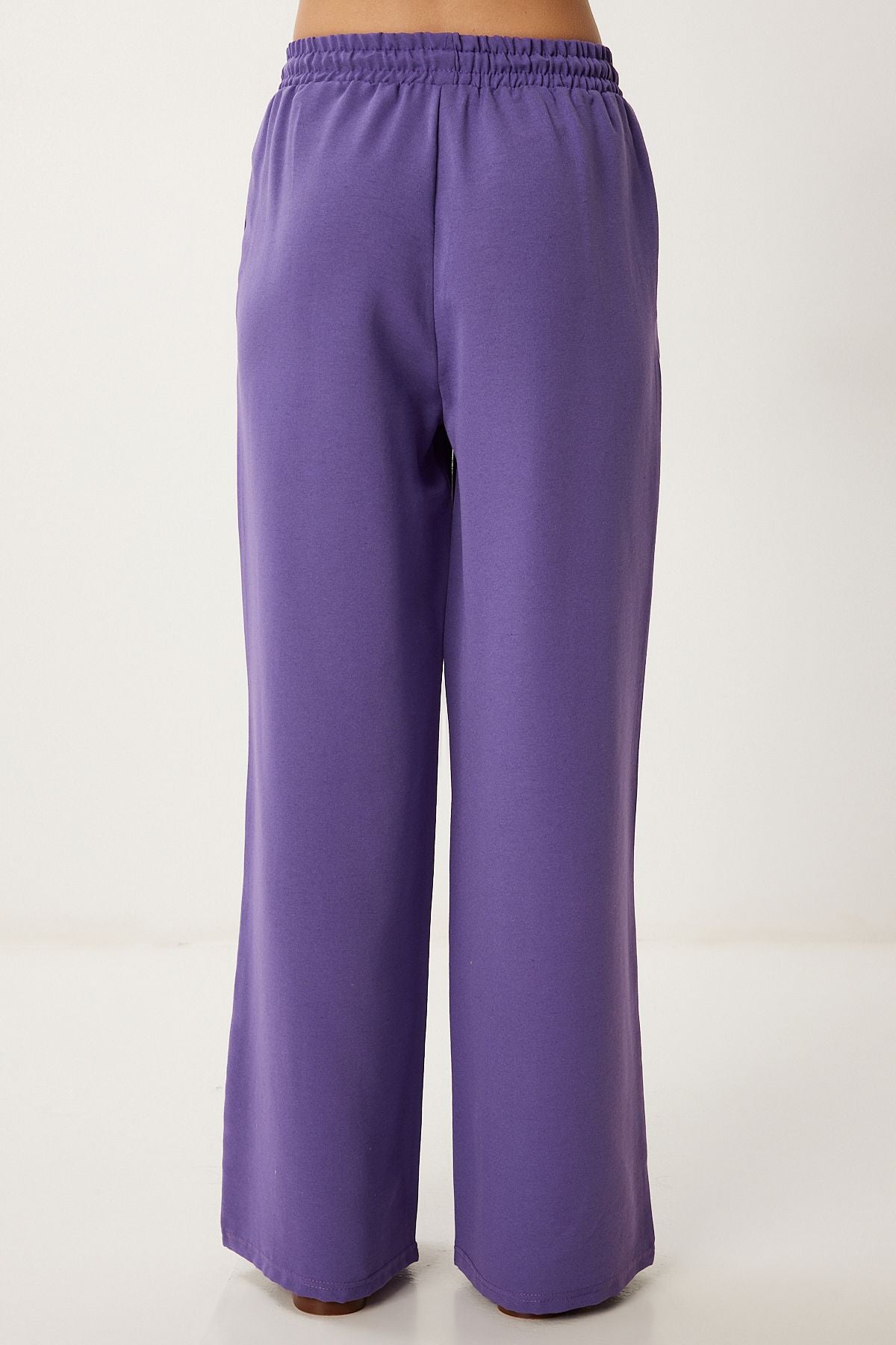 Mor Geniş Paça Keten Pantolon DP00261