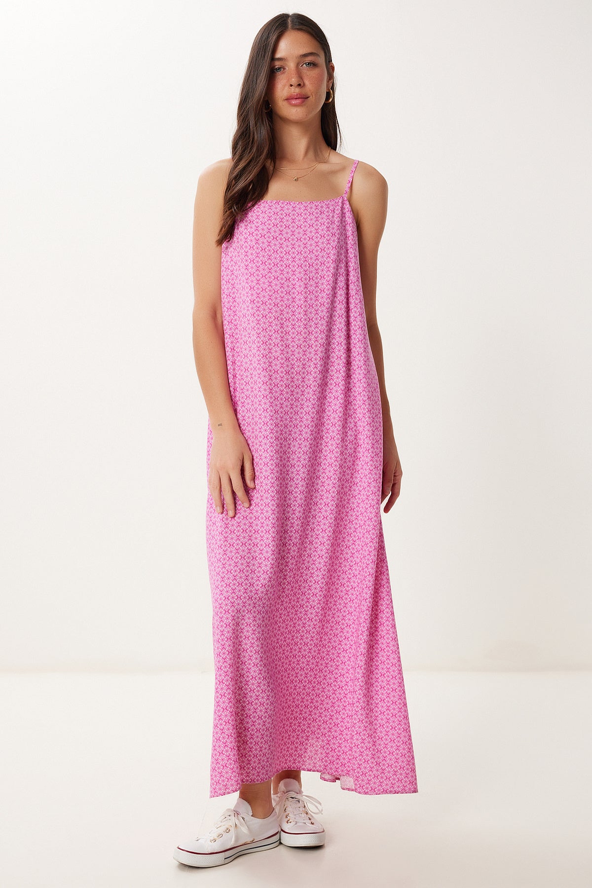 Pembe Askılı Yazlık Viskon Elbise FG00050