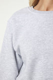 Gri Melanj Şardonlu Crop Sweatshirt UB00178