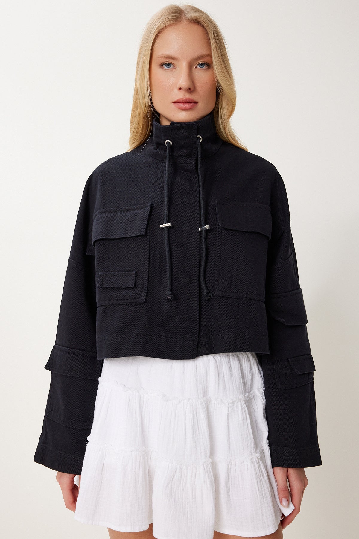 Siyah Cep Detaylı Gabardin Ceket SA00042