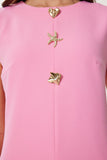 Pembe Gold Aksesuarlı Mini Dokuma Elbise RG00075