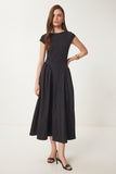 Siyah Midi Poplin Elbise UB00359